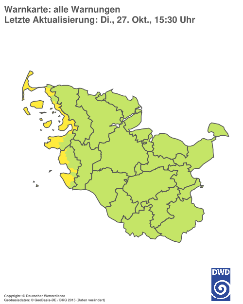 Aktuelle Warnkarte: Schleswig-Holstein / Hamburg